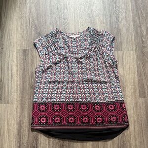 Daniel Rainn Geometric Print Blouse - Pink and Black Sleeveless Women’s top